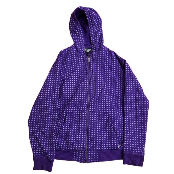 Vintage Stussy Monogram Hoodie XL Purple - Picture 2 of 13